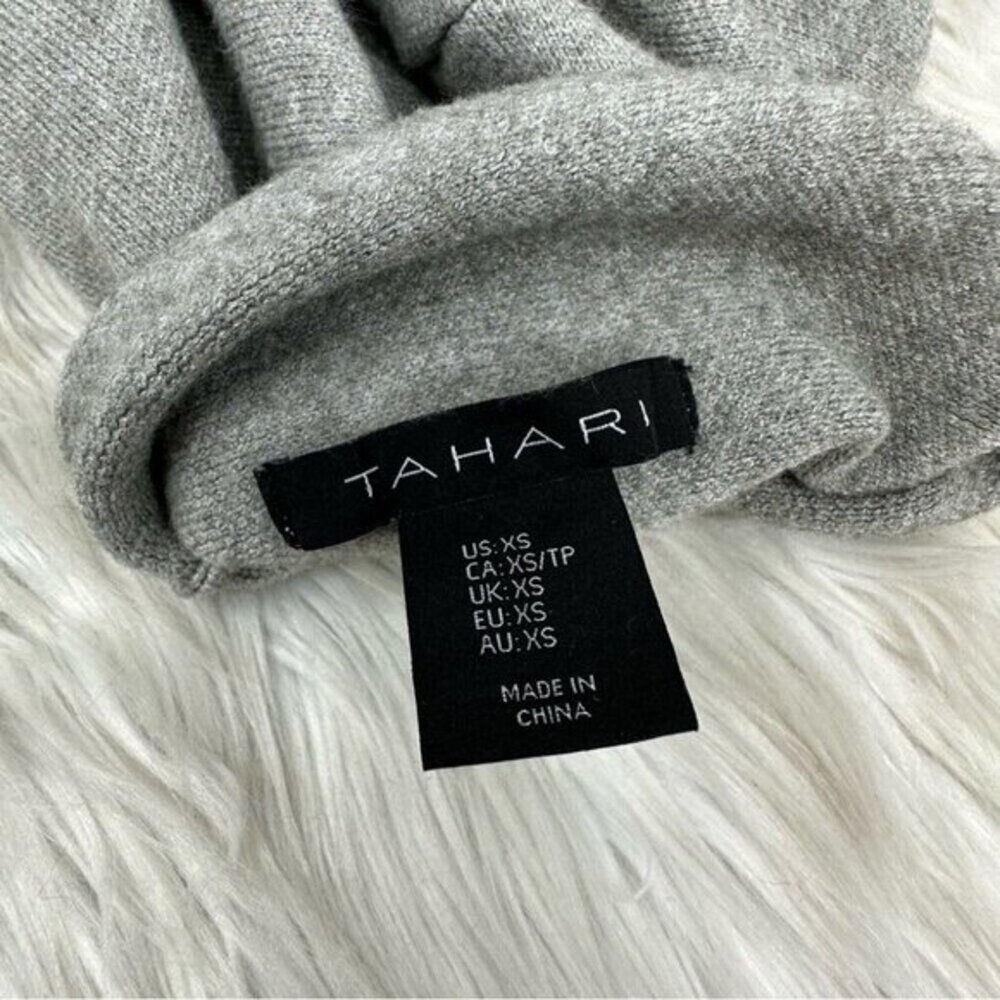 Tahari Womens Gray Mock Neck Tunic Sweater Side‎ Zip Contrast Cuff XS - Picture 5 of 11